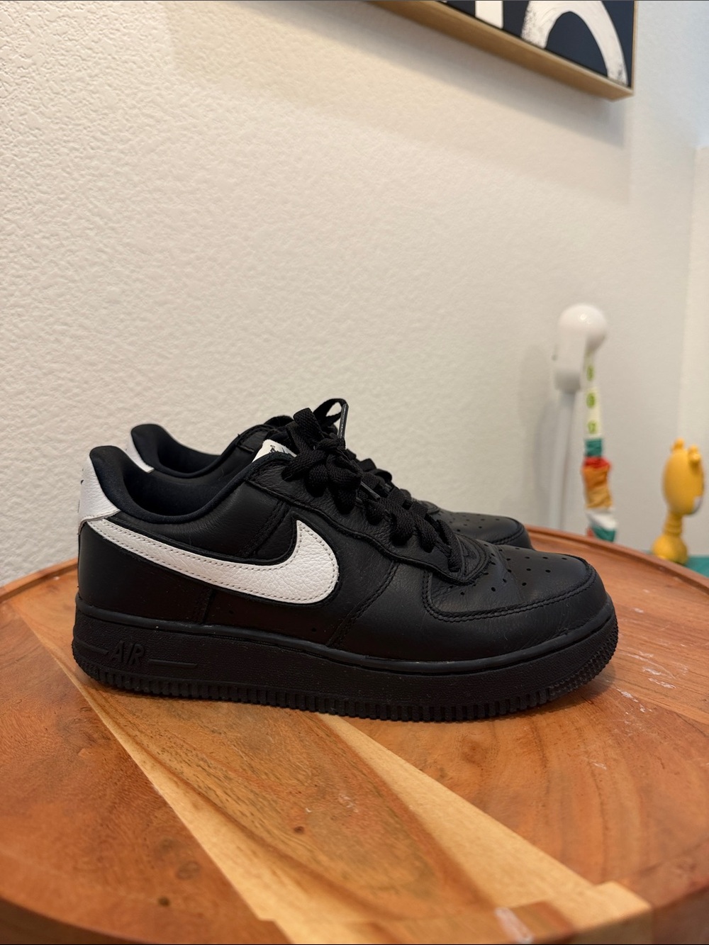 Nike Air Force 1 Kids Black and White Low-Top Sneakers